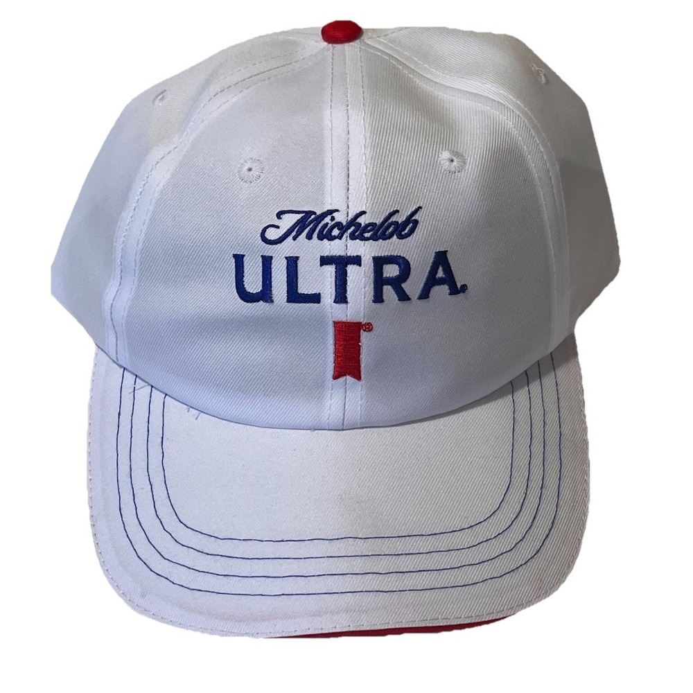Michelob Ultra White Strapback Cap Hat‎ – Adjustable Beer Promo Cap – NEW